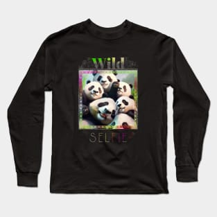 Panda Giant Bear Wild Nature Funny Happy Humor Photo Selfie Long Sleeve T-Shirt